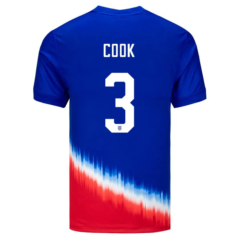 Danxen Dětské Spojené Státy Americké Alana Cook #3 Modrý Daleko Hráčské Dresy 24-26 Dres
