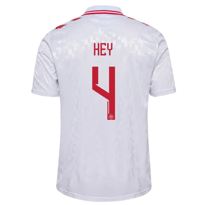 Danxen Dětské Dánsko Lucas Hey #4 Bílý Daleko Hráčské Dresy 24-26 Dres