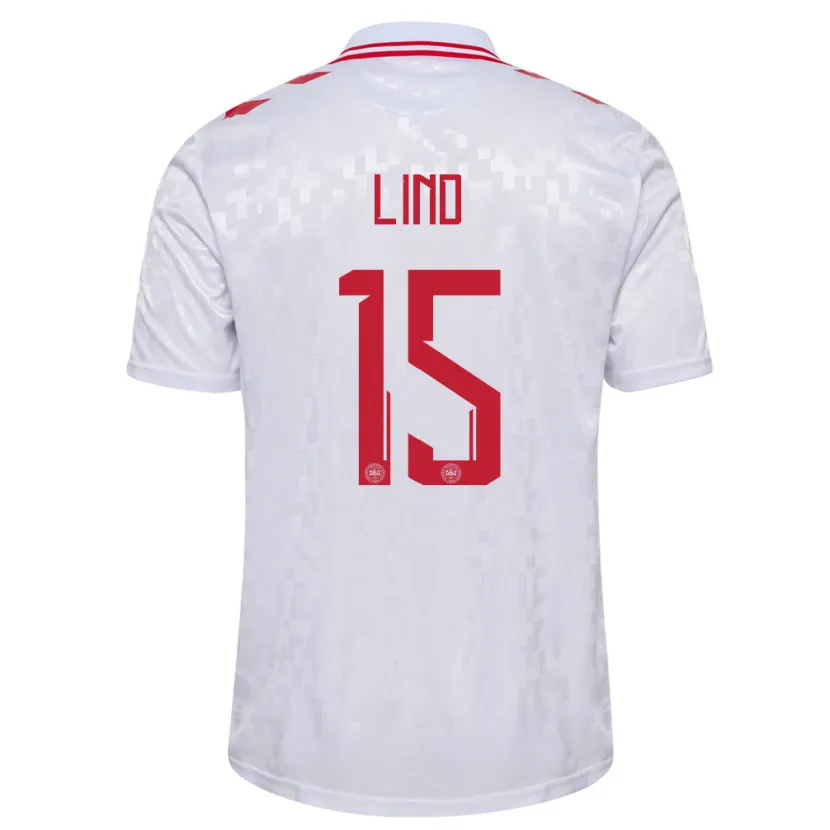 Danxen Dětské Dánsko Victor Lind #15 Bílý Daleko Hráčské Dresy 24-26 Dres