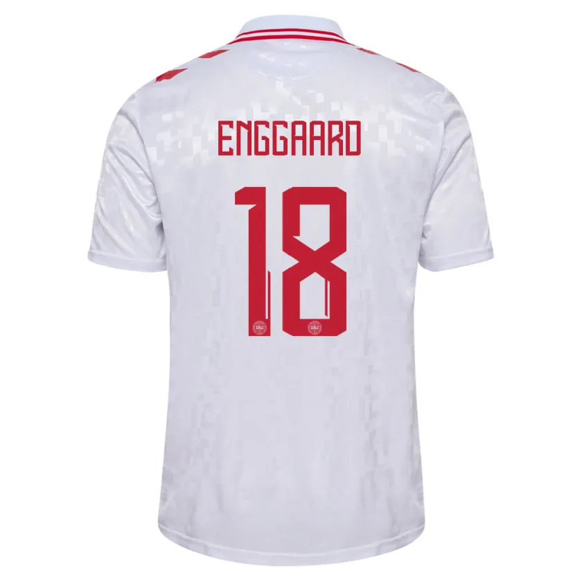 Danxen Dětské Dánsko Mads Enggaard #18 Bílý Daleko Hráčské Dresy 24-26 Dres