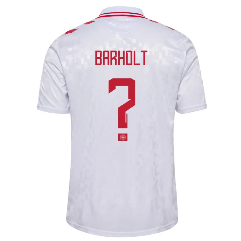 Danxen Dětské Dánsko Noah Barholt #0 Bílý Daleko Hráčské Dresy 24-26 Dres