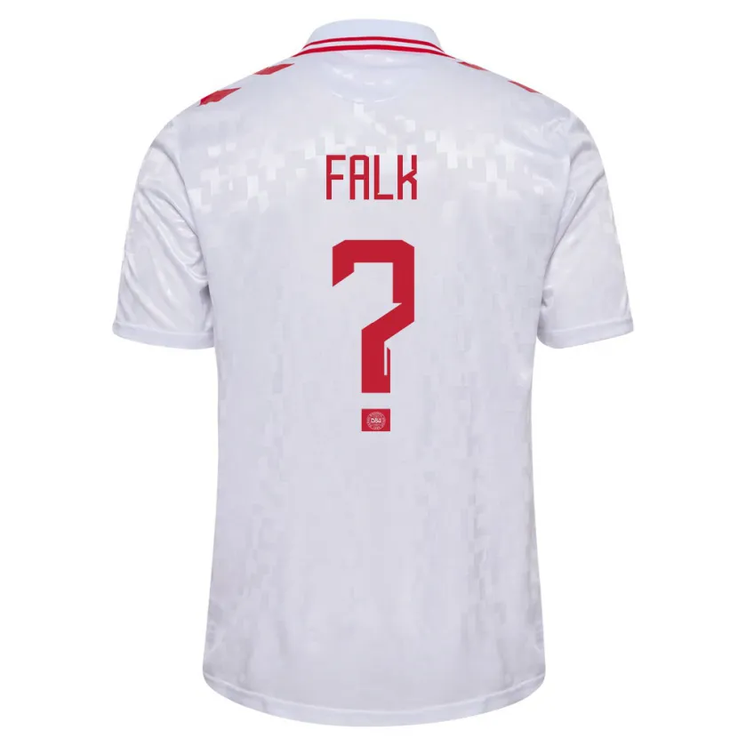 Danxen Dětské Dánsko Lukas Falk #0 Bílý Daleko Hráčské Dresy 24-26 Dres