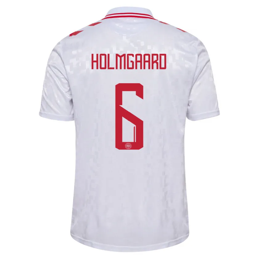 Danxen Dětské Dánsko Karen Holmgaard #6 Bílý Daleko Hráčské Dresy 24-26 Dres