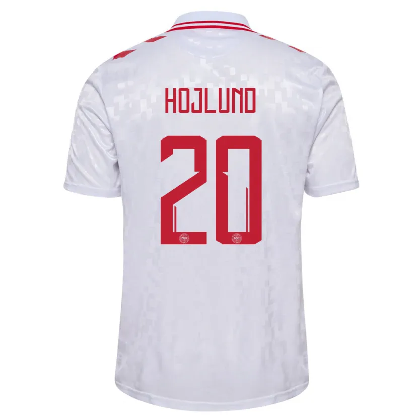 Danxen Dětské Dánsko Rasmus Hojlund #20 Bílý Daleko Hráčské Dresy 24-26 Dres