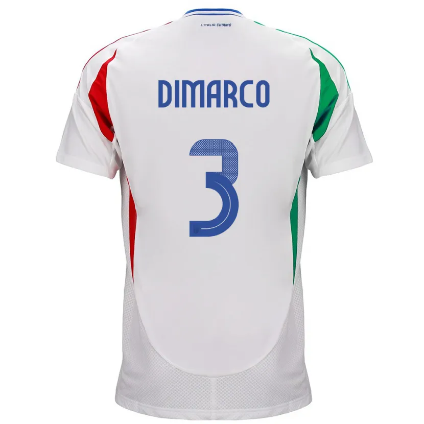 Danxen Dětské Itálie Federico Dimarco #3 Bílý Daleko Hráčské Dresy 24-26 Dres
