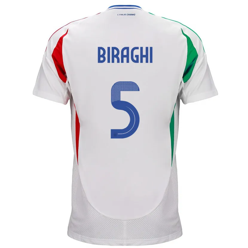Danxen Dětské Itálie Cristiano Biraghi #5 Bílý Daleko Hráčské Dresy 24-26 Dres