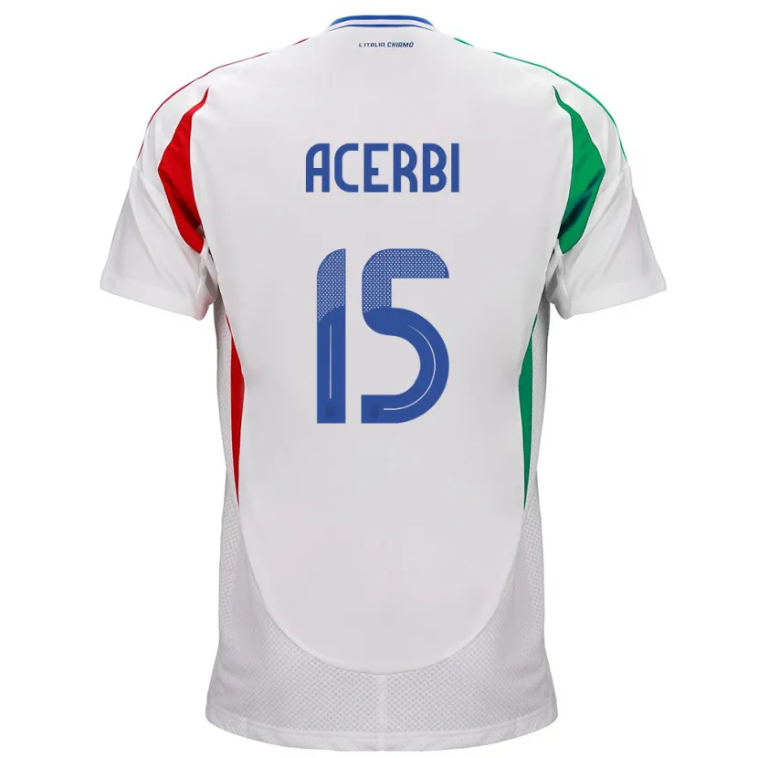 Danxen Dětské Itálie Francesco Acerbi #15 Bílý Daleko Hráčské Dresy 24-26 Dres