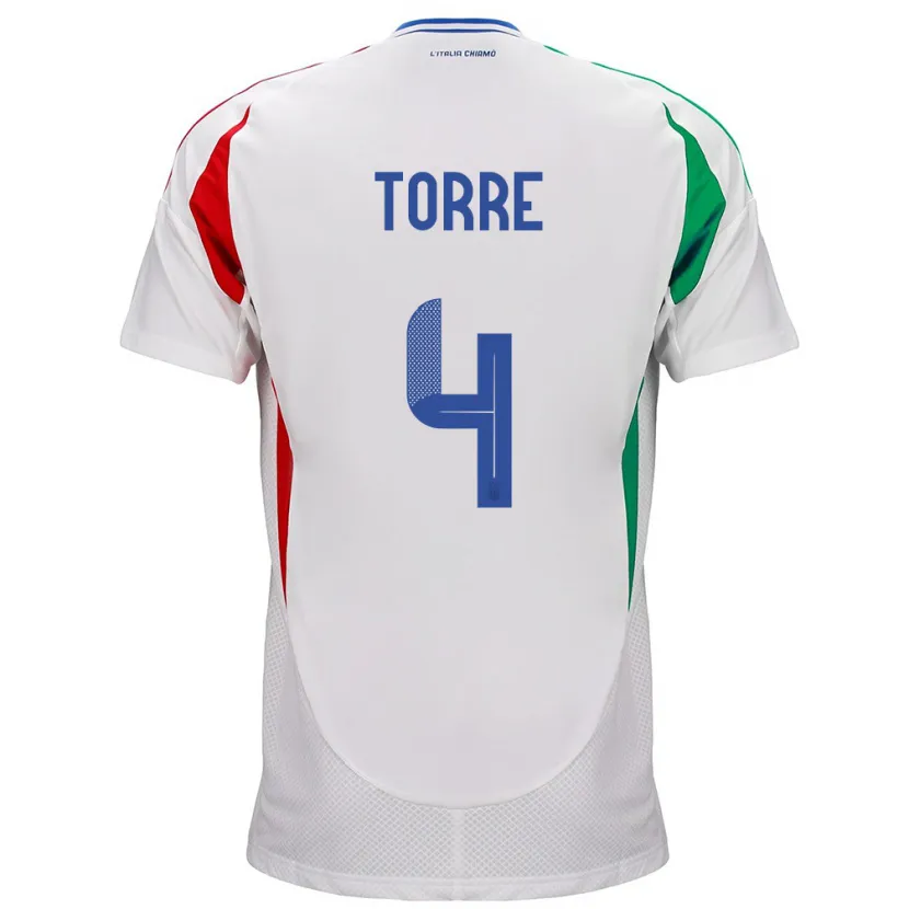 Danxen Dětské Itálie Pietro La Torre #4 Bílý Daleko Hráčské Dresy 24-26 Dres