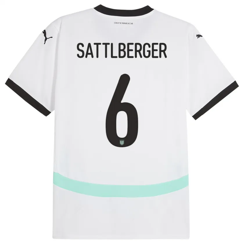 Danxen Dětské Rakousko Nikolas Sattlberger #6 Bílý Daleko Hráčské Dresy 24-26 Dres