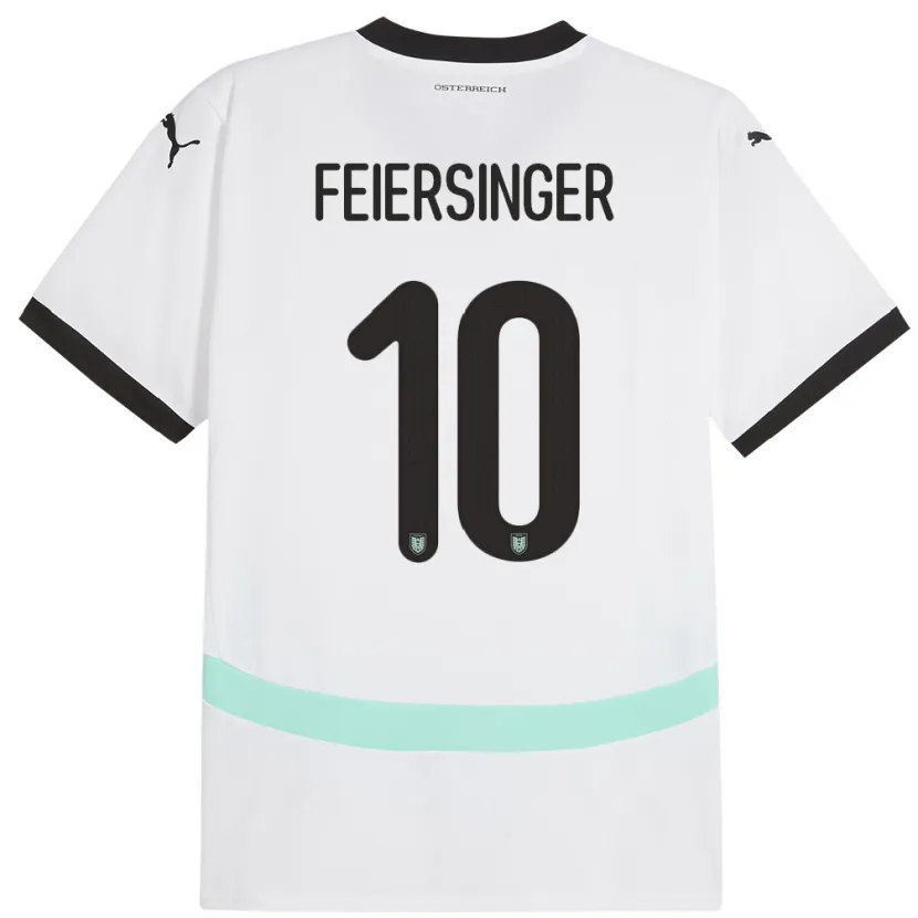 Danxen Dětské Rakousko Laura Feiersinger #10 Bílý Daleko Hráčské Dresy 24-26 Dres