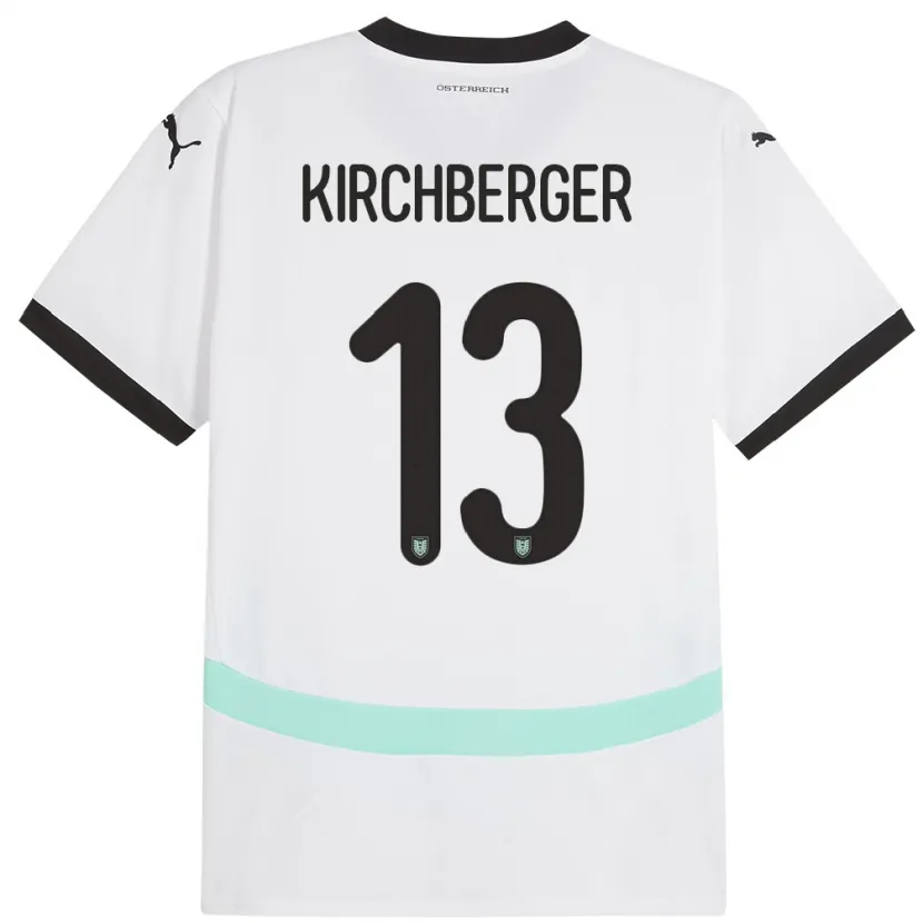 Danxen Dětské Rakousko Virginia Kirchberger #13 Bílý Daleko Hráčské Dresy 24-26 Dres