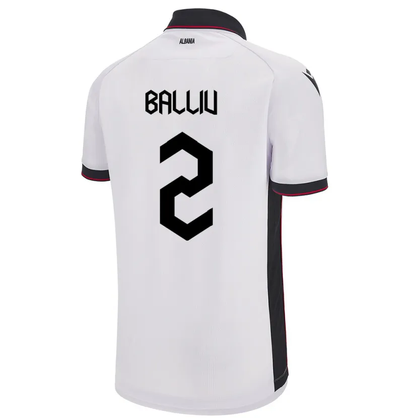 Danxen Dětské Albánie Iván Balliu #2 Bílý Daleko Hráčské Dresy 24-26 Dres