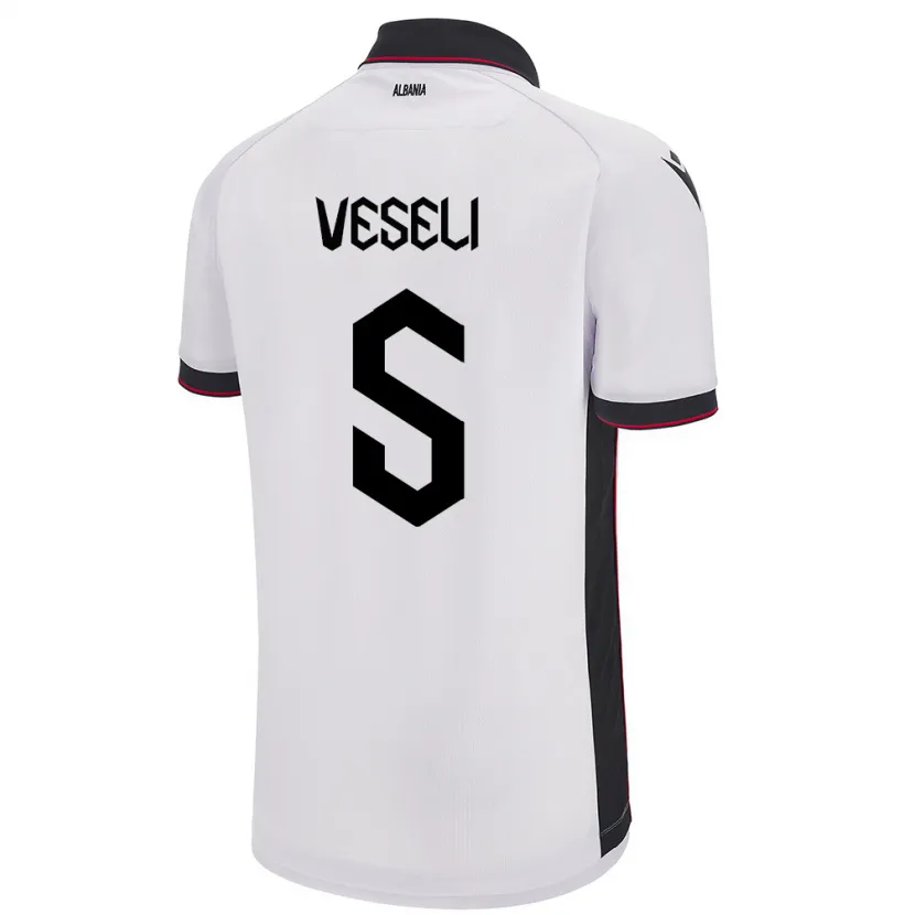 Danxen Dětské Albánie Frédéric Veseli #5 Bílý Daleko Hráčské Dresy 24-26 Dres