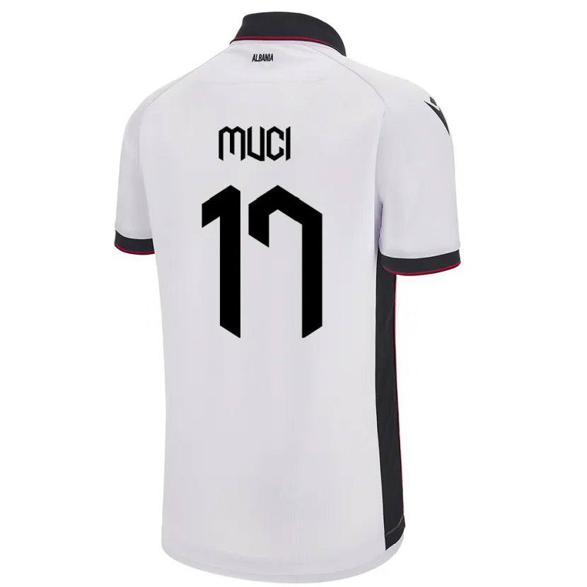 Danxen Dětské Albánie Ernest Muci #17 Bílý Daleko Hráčské Dresy 24-26 Dres