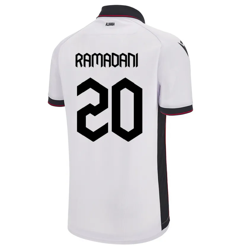 Danxen Dětské Albánie Ylber Ramadani #20 Bílý Daleko Hráčské Dresy 24-26 Dres