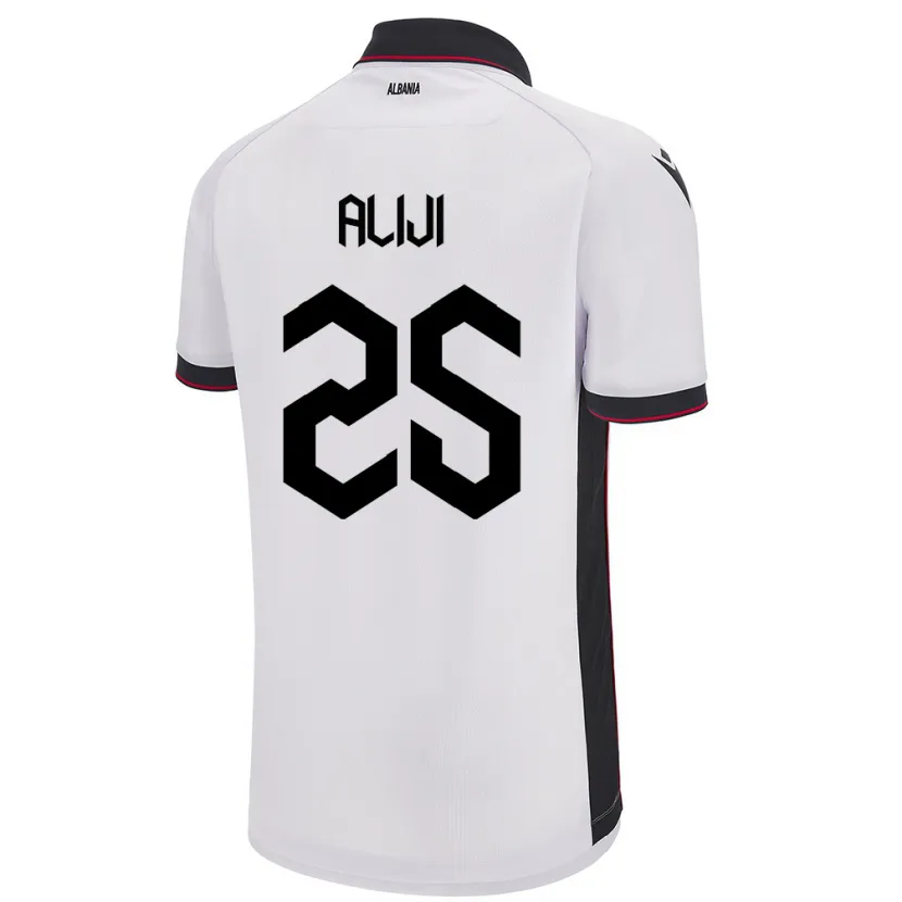 Danxen Dětské Albánie Naser Aliji #25 Bílý Daleko Hráčské Dresy 24-26 Dres