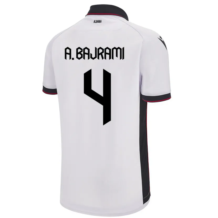 Danxen Dětské Albánie Adrian Bajrami #4 Bílý Daleko Hráčské Dresy 24-26 Dres