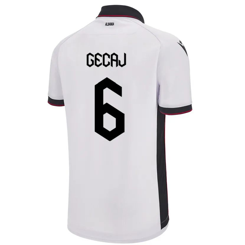 Danxen Dětské Albánie Kris Gecaj #6 Bílý Daleko Hráčské Dresy 24-26 Dres