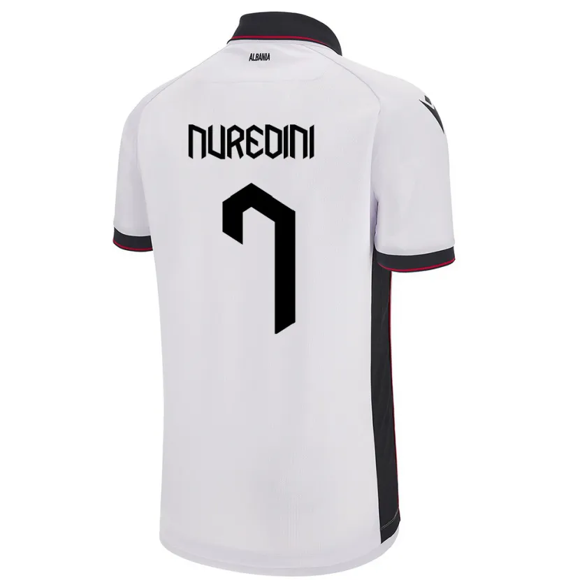 Danxen Dětské Albánie Joi Nuredini #7 Bílý Daleko Hráčské Dresy 24-26 Dres