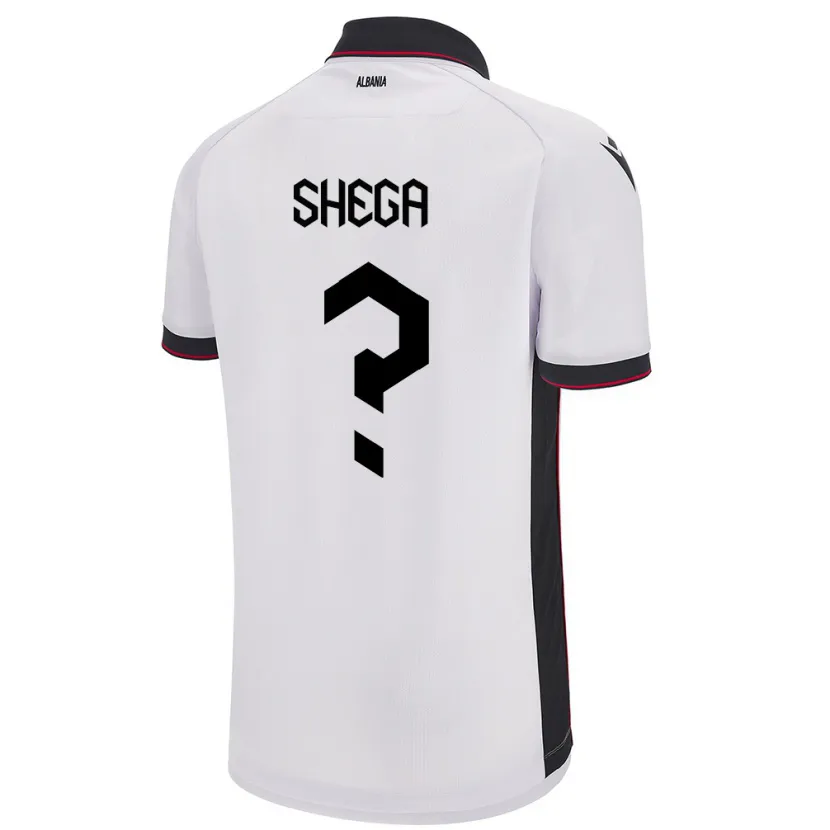 Danxen Dětské Albánie Xhoni Shega #0 Bílý Daleko Hráčské Dresy 24-26 Dres