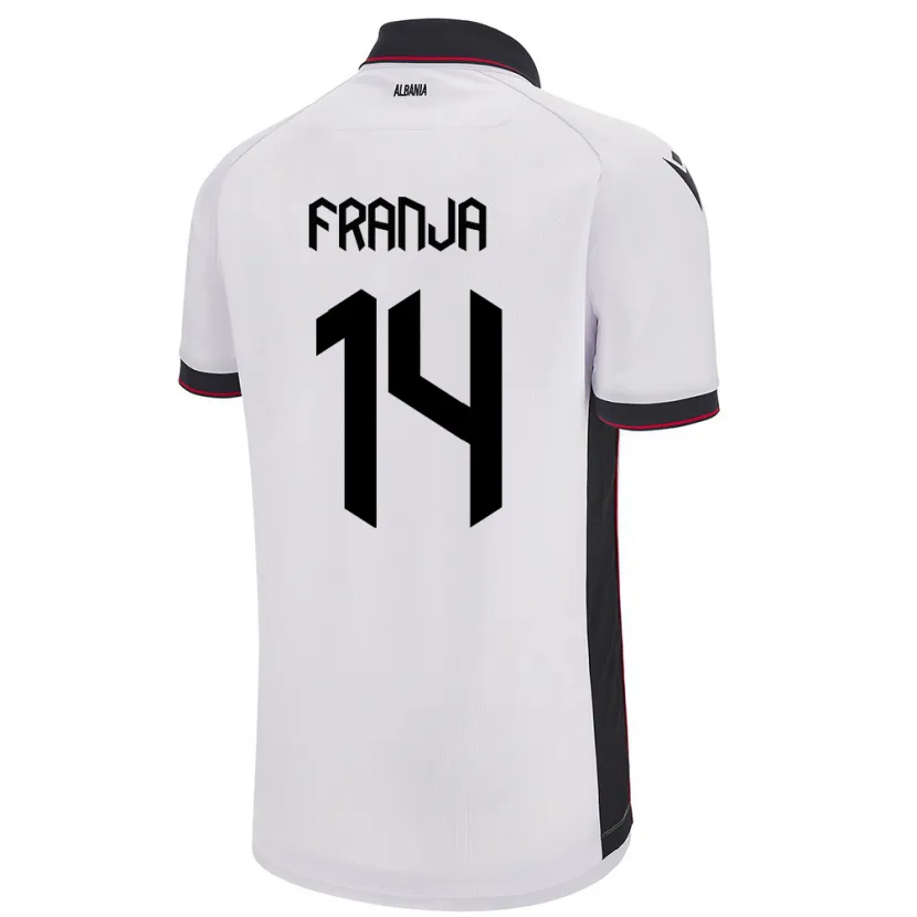 Danxen Dětské Albánie Ezmiralda Franja #14 Bílý Daleko Hráčské Dresy 24-26 Dres