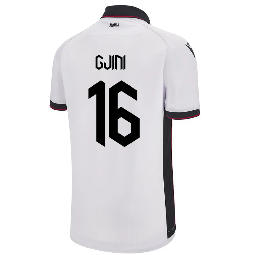 Danxen Dětské Albánie Luçije Gjini #16 Bílý Daleko Hráčské Dresy 24-26 Dres