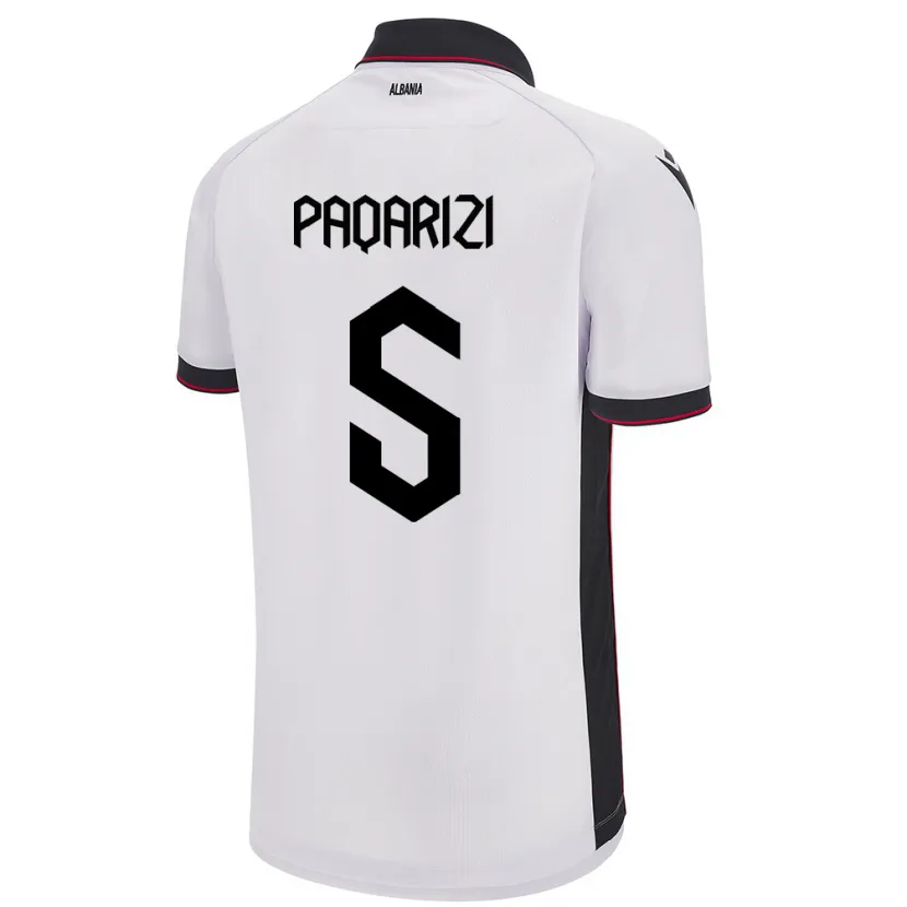 Danxen Dětské Albánie Vesa Paqarizi #5 Bílý Daleko Hráčské Dresy 24-26 Dres