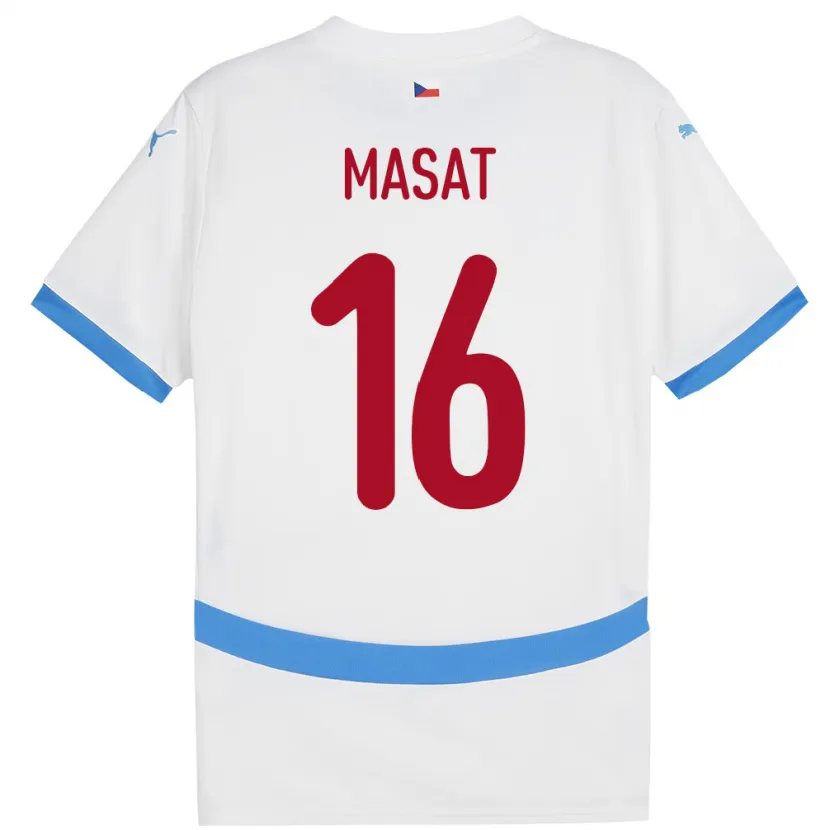 Danxen Dětské Česko Jakub Masat #16 Bílý Daleko Hráčské Dresy 24-26 Dres