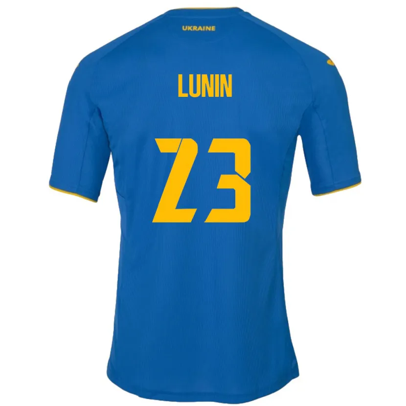 Danxen Dětské Ukrajina Andriy Lunin #23 Modrý Daleko Hráčské Dresy 24-26 Dres