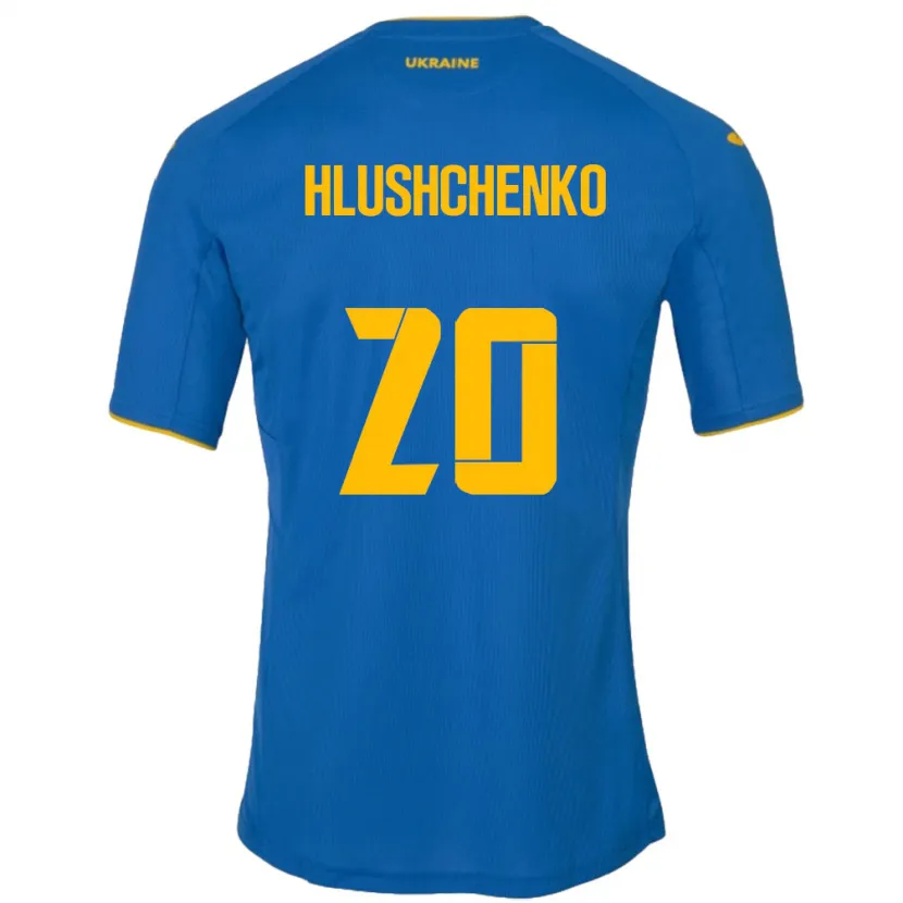 Danxen Dětské Ukrajina Inna Hlushchenko #20 Modrý Daleko Hráčské Dresy 24-26 Dres