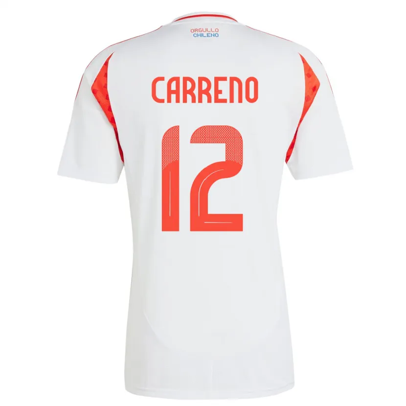 Danxen Dětské Chile Diego Carreño #12 Bílý Daleko Hráčské Dresy 24-26 Dres