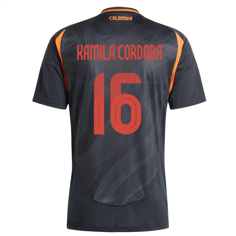 Danxen Dětské Kolumbie Sara Kamila Córdoba #16 Černá Daleko Hráčské Dresy 24-26 Dres