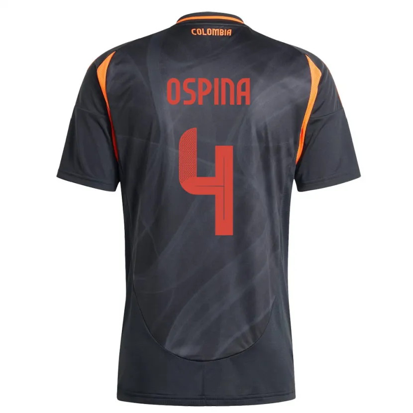 Danxen Dětské Kolumbie Diana Ospina #4 Černá Daleko Hráčské Dresy 24-26 Dres