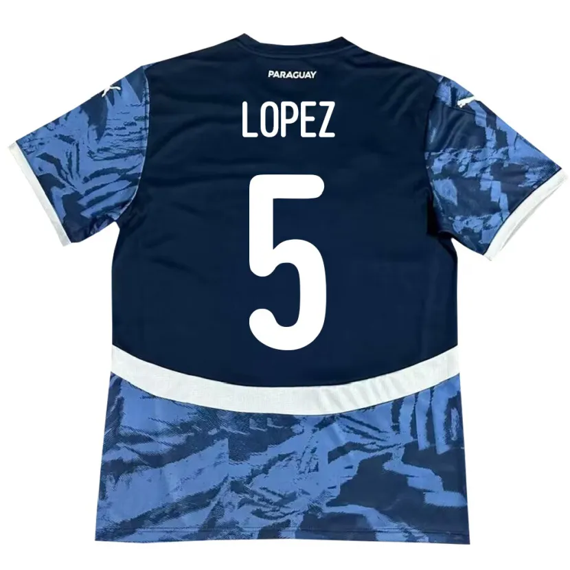 Danxen Dětské Paraguay Óscar López #5 Modrý Daleko Hráčské Dresy 24-26 Dres