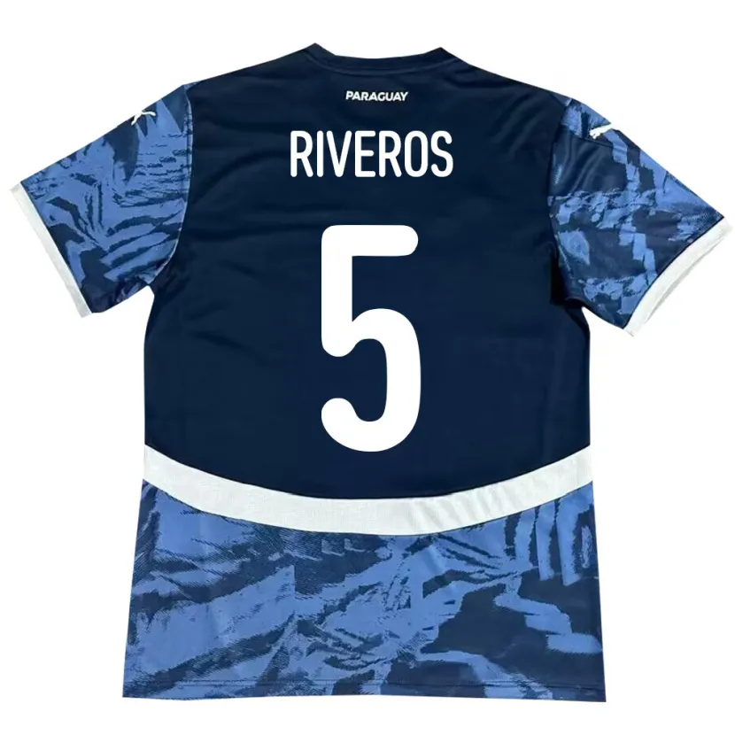 Danxen Dětské Paraguay Verónica Riveros #5 Modrý Daleko Hráčské Dresy 24-26 Dres