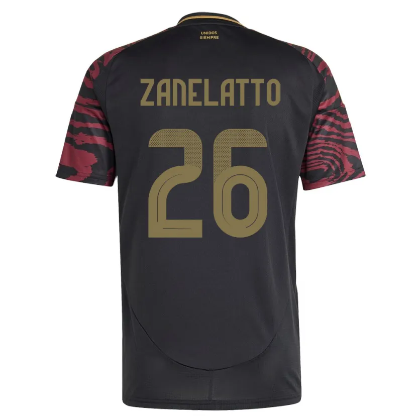 Danxen Dětské Peru Franco Zanelatto #26 Černá Daleko Hráčské Dresy 24-26 Dres
