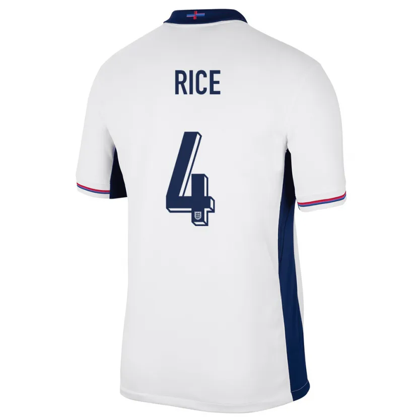 Danxen Pánské Anglie Declan Rice #4 Bílý Domů Hráčské Dresy 24-26 Dres