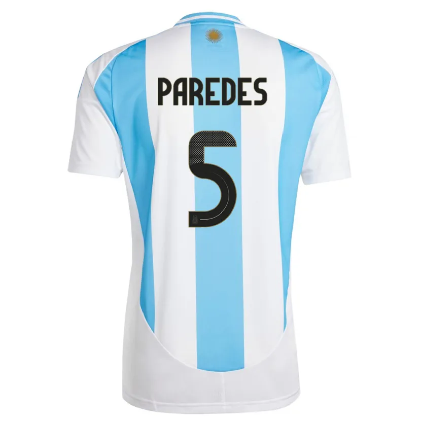 Danxen Pánské Argentina Leandro Paredes #5 Bílá Modrá Domů Hráčské Dresy 24-26 Dres