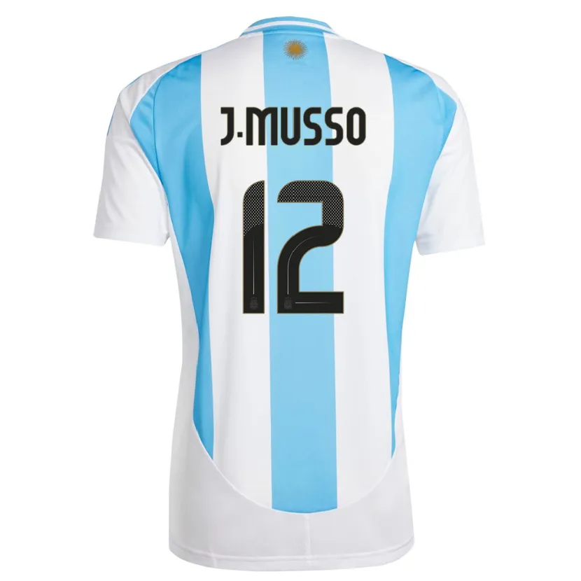 Danxen Pánské Argentina Juan Musso #12 Bílá Modrá Domů Hráčské Dresy 24-26 Dres