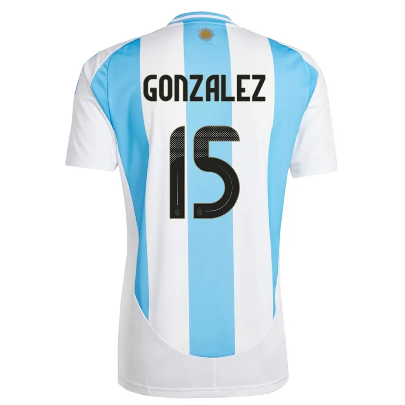 Danxen Pánské Argentina Nicolas Gonzalez #15 Bílá Modrá Domů Hráčské Dresy 24-26 Dres