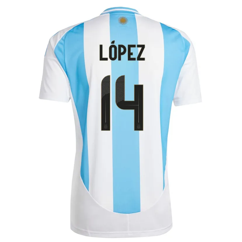 Danxen Pánské Argentina Lautaro Lopez #14 Bílá Modrá Domů Hráčské Dresy 24-26 Dres