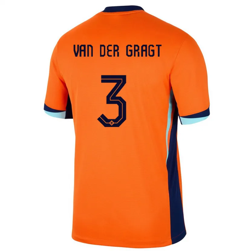 Danxen Pánské Nizozemsko Stefanie Van Der Gragt #3 Oranžový Domů Hráčské Dresy 24-26 Dres