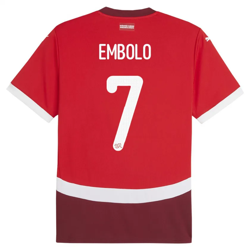 Danxen Pánské Švýcarsko Breel Embolo #7 Červené Domů Hráčské Dresy 24-26 Dres