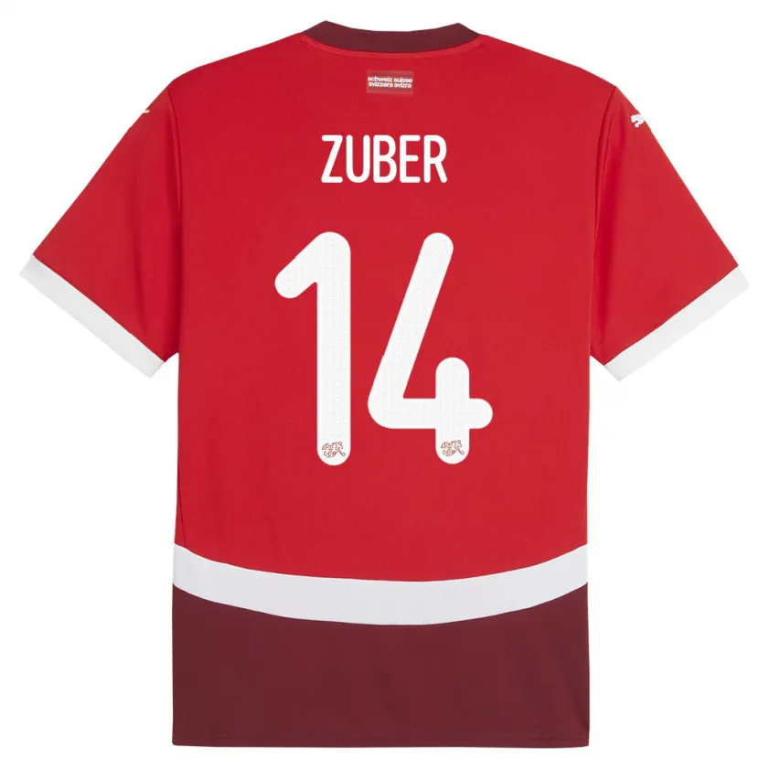 Danxen Pánské Švýcarsko Steven Zuber #14 Červené Domů Hráčské Dresy 24-26 Dres