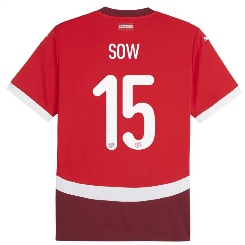 Danxen Pánské Švýcarsko Djibril Sow #15 Červené Domů Hráčské Dresy 24-26 Dres