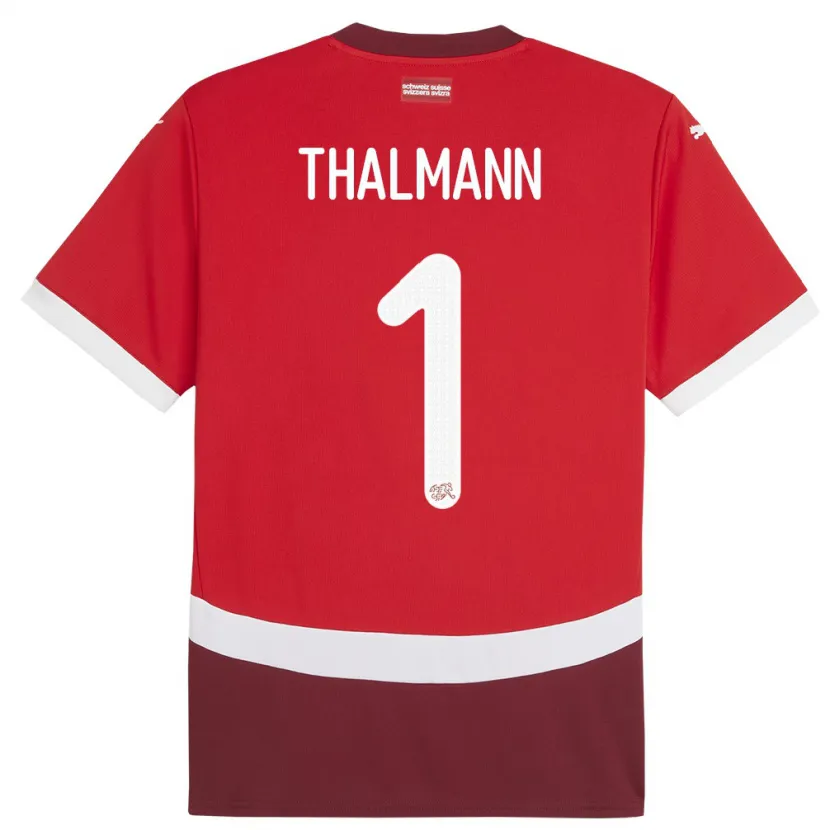 Danxen Pánské Švýcarsko Gaelle Thalmann #1 Červené Domů Hráčské Dresy 24-26 Dres
