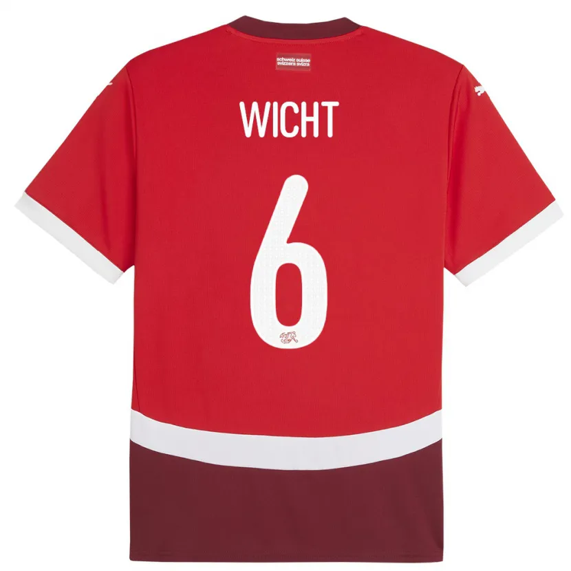 Danxen Pánské Švýcarsko Nathan Wicht #6 Červené Domů Hráčské Dresy 24-26 Dres