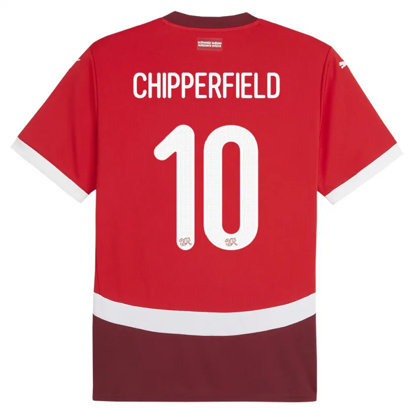 Danxen Pánské Švýcarsko Liam Chipperfield #10 Červené Domů Hráčské Dresy 24-26 Dres