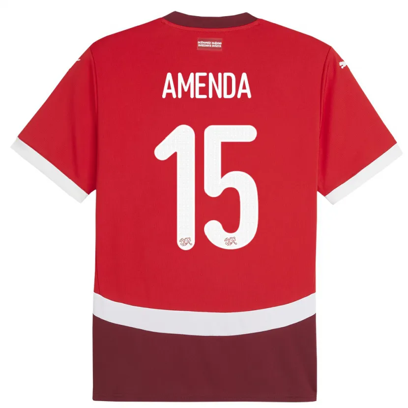 Danxen Pánské Švýcarsko Aurele Amenda #15 Červené Domů Hráčské Dresy 24-26 Dres