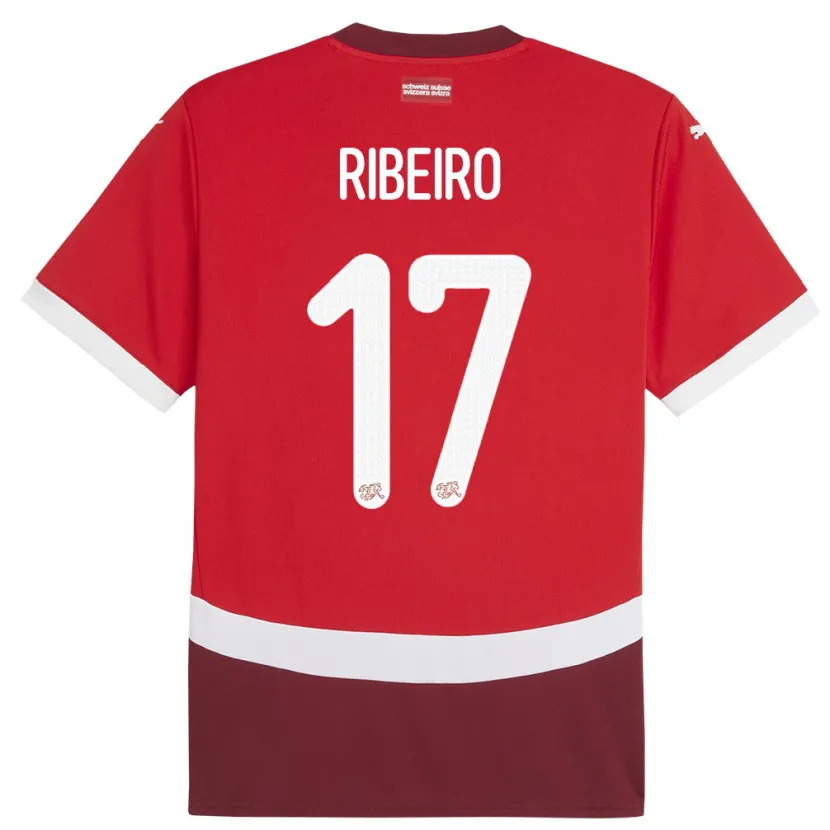 Danxen Pánské Švýcarsko Joel Ribeiro #17 Červené Domů Hráčské Dresy 24-26 Dres